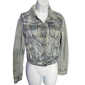 ...Lost light wash distressed denim jean jacket button up small